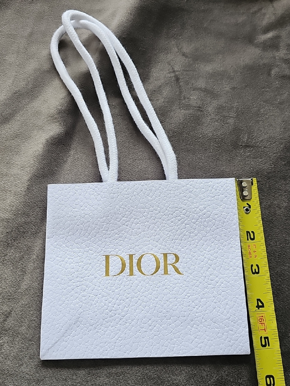 Dior White Mini Shopper with Gold Logo